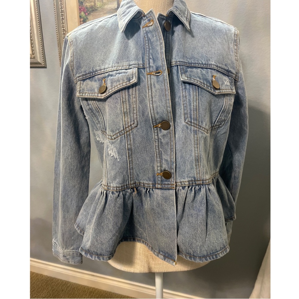 Given Kale Peplum Denim Jacket